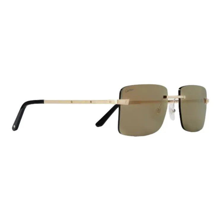 CARTIER Metal Rectangular Sunglasses Men's Gold-2