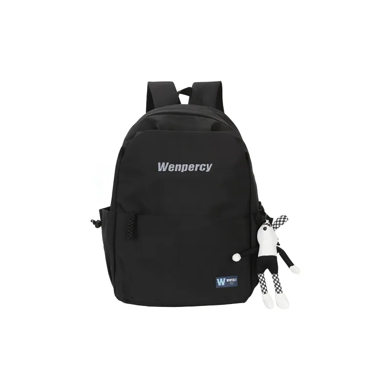 Wenpercy Nylon Travel Bag Backpack Regular Unisex Black/White-0