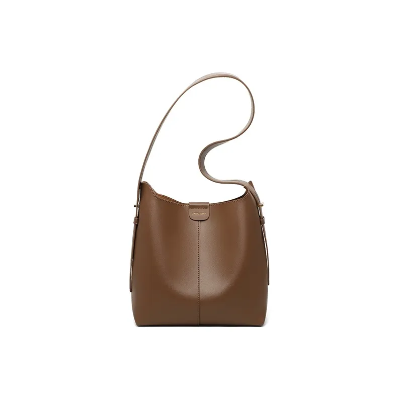 VINEY Cow Leather One Shoulder Crossbody Bucket Bag Regular Women's Coffee-3