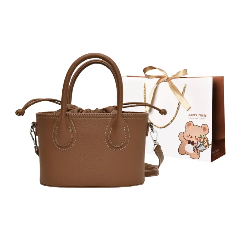 ERANGBEAR PU Bucket Bag, Shoulder Bag, Crossbody Bag, Handbag Women's Black/White/Brown/Khaki/Coffee-3