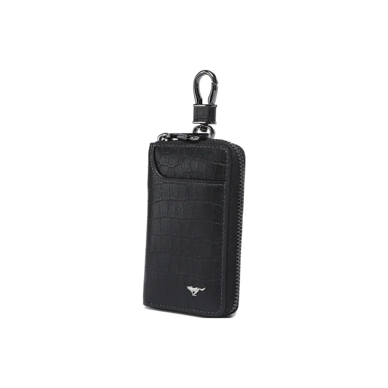 SEPTWOLVES Top Grain Cow Leather Key Pouch Small Size Men's Black-1
