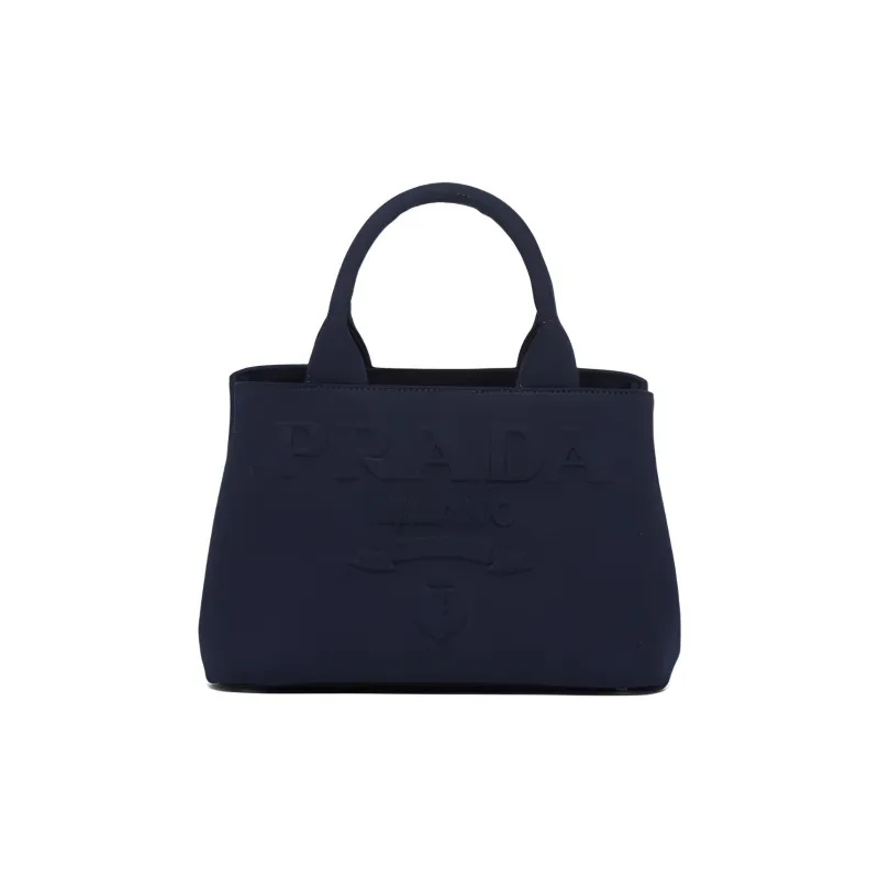 PRADA Cotton Canvas Tote Bag Shopping Bag Shoulder Bag Crossbody Bag Handbag Women's Marine Blue-0
