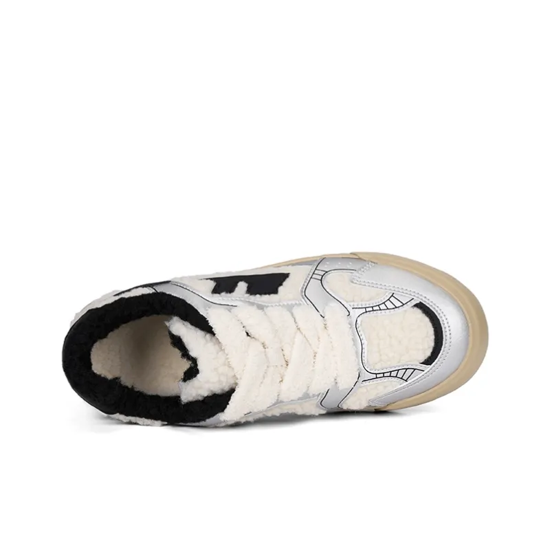 Warrior Heaven's Power, Warm Lamb Shoes Fleece Lined, Abrasion Resistant, Insulated Shoes Women's Silver/Beige/Black-2