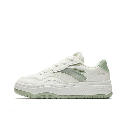 Anta Anti Slip And Wear Resistant Lightweight Height Increasing Low Top Skateboard Shoes Women's White Green