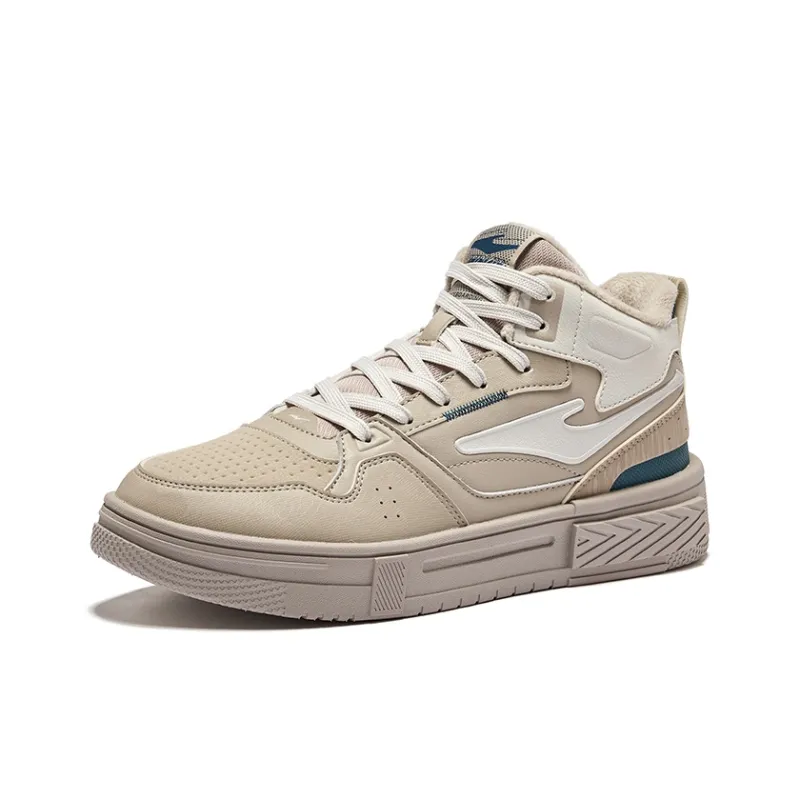Erke Conquer 3 Warm Slip Resistant High Top Skateboard Shoes Men's Light Linen Sage Gray-2