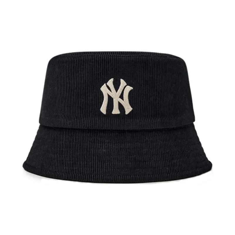 MLB Cotton Polyester Corduroy Bucket Hats Unisex Black/Dark Cream-0