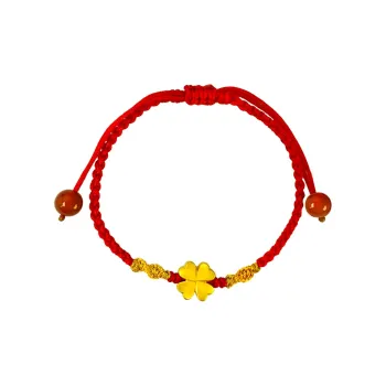 Love Zodiac Year Lucky Four Leaf Clover Bracelet Solid Gold Fixed Price Gold Bracelet Women's Red