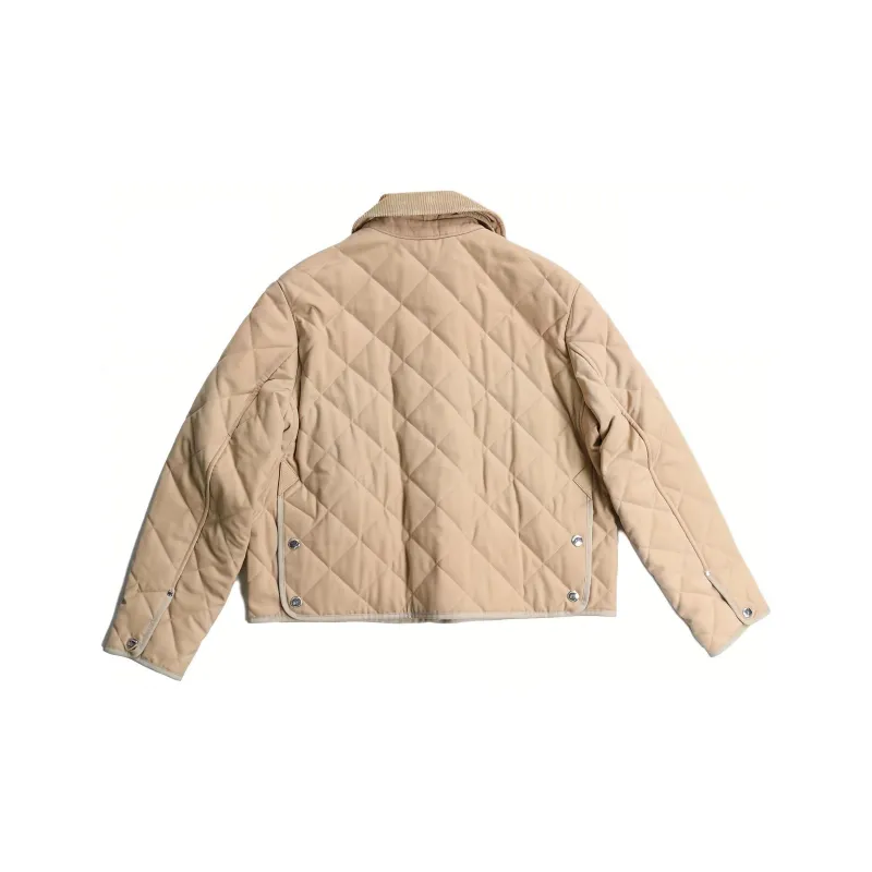 Burberry Check Wool Blend Quilted Jacket Soft Fawn-1