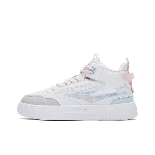 Erke Subjugate Warm And Wear Resistant High Top Skateboard Shoes Women's True White Apricot Blossom Pink