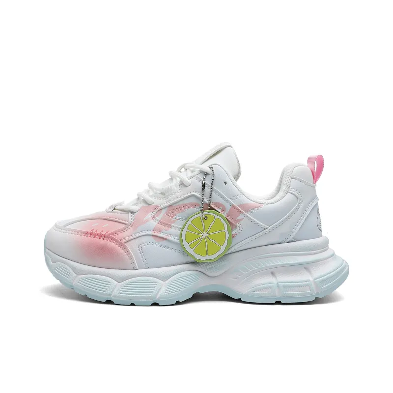 Pepe The Frog Chunky Sneakers Unisex Low Top Lazy Black/Cherry Blossom Pink-2