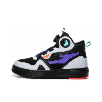 ERKE KIDS Anti-Slip Wear-Resistant High-Top Kids' Skateboarding Shoes Black Gray Color Teenagers