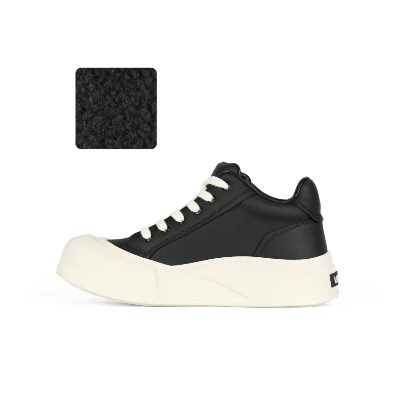 LINGMO LINGMO Lightweight Height Increasing Mid Top Skateboard Shoes Men's Black-13