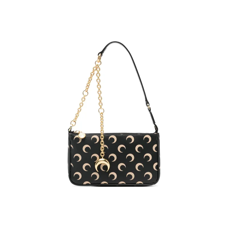 Marine Serre Calfskin Handbag, Shoulder Bag Women's Black-0