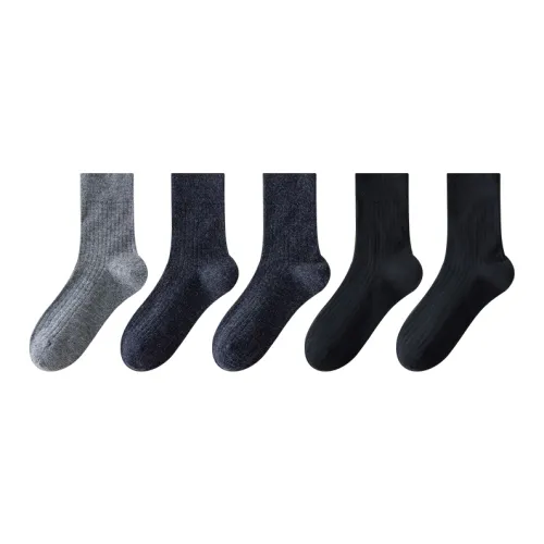 MIIOW Mid Calf Socks Men's 5 Pack Mixed Color