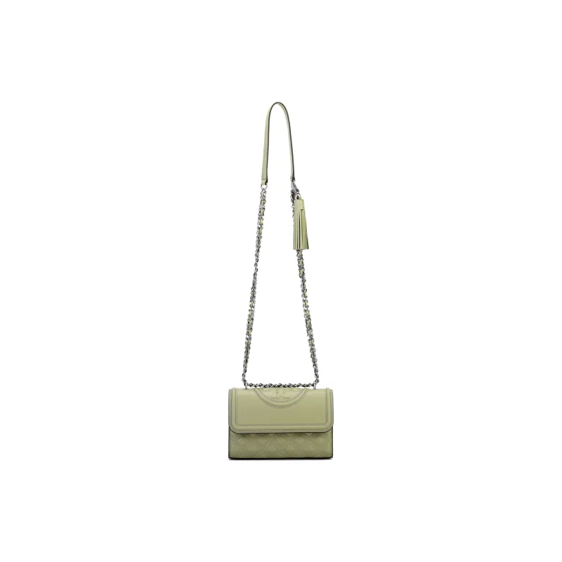 TORY BURCH Fleming Leather Crossbody Bag, Shoulder Bag Trumpets Women's Olive Green-1