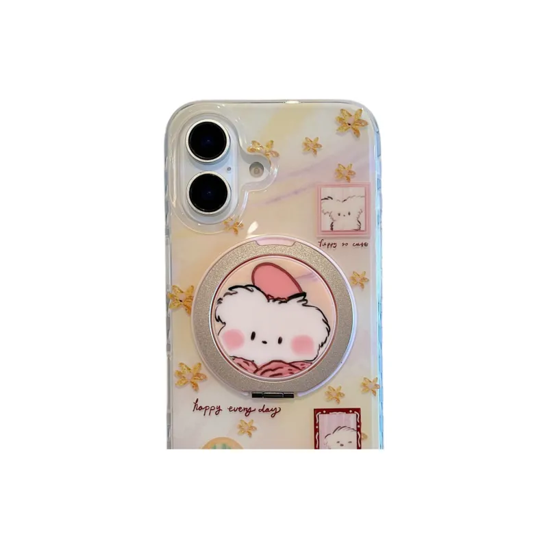 Wei Xin Acrylic Material Yellow Base Dog Stand Phone Cases Compatible With IPhone 16/15 Pro Max/Apple 13/14 Pro Max/12-1