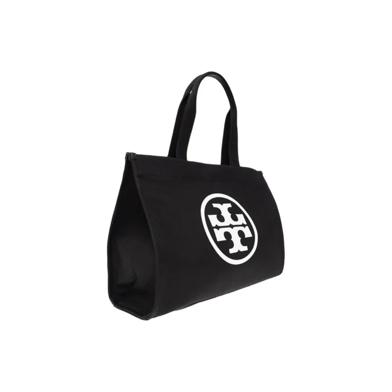 TORY BURCH Ella Fabric Brown Lining Tote Bag Shopping Bag Shoulder Bag Handbag Women's Black-4