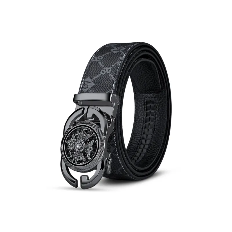 WilliamPOLO Cow Leather Belts Men's Gunmetal, Gold Width 3.5cm-11