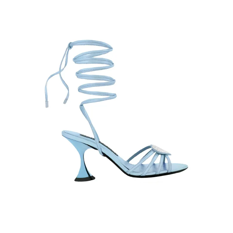 Les Petits Joueurs Strap Sandals 8.5cm Women's Sky Blue-1