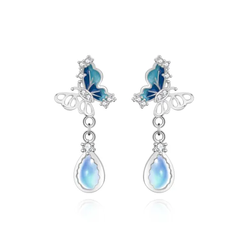 Lao Feng Xiang S925 Sterling Silver Hoop Earrings With Women's Gift Women's