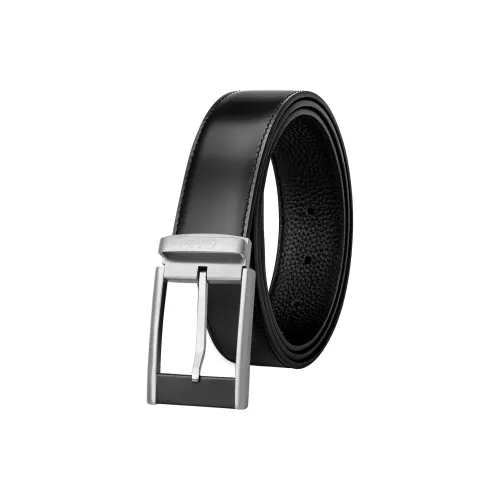 CATELLES Top Grain Cow Leather Leather Belts Men's Silver Buckle Black/Gold Tone Lock Coffee 3.5cm