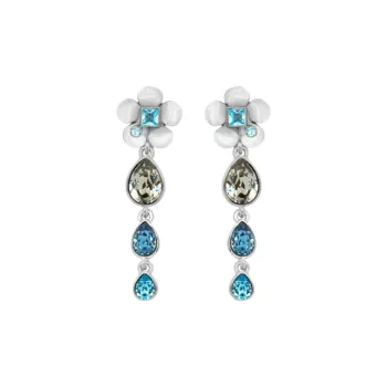 Oscar De La Renta Flower Teardrop Clip on Earrings