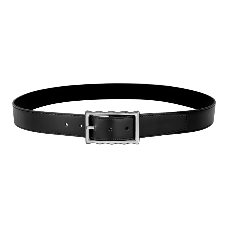 CATELLES Top Grain Cow Leather Leather Belts Men's Silver Buckle Black/Gold Tone Lock Coffee Width  3.5cm-4