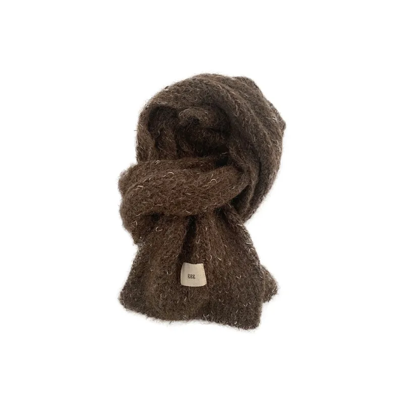 FUO Polyester, Wool Knit Scarves Unisex Blue-1