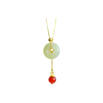 JUNWEN Hetian Jade Necklaces Pale Greenish White Jade Unisex