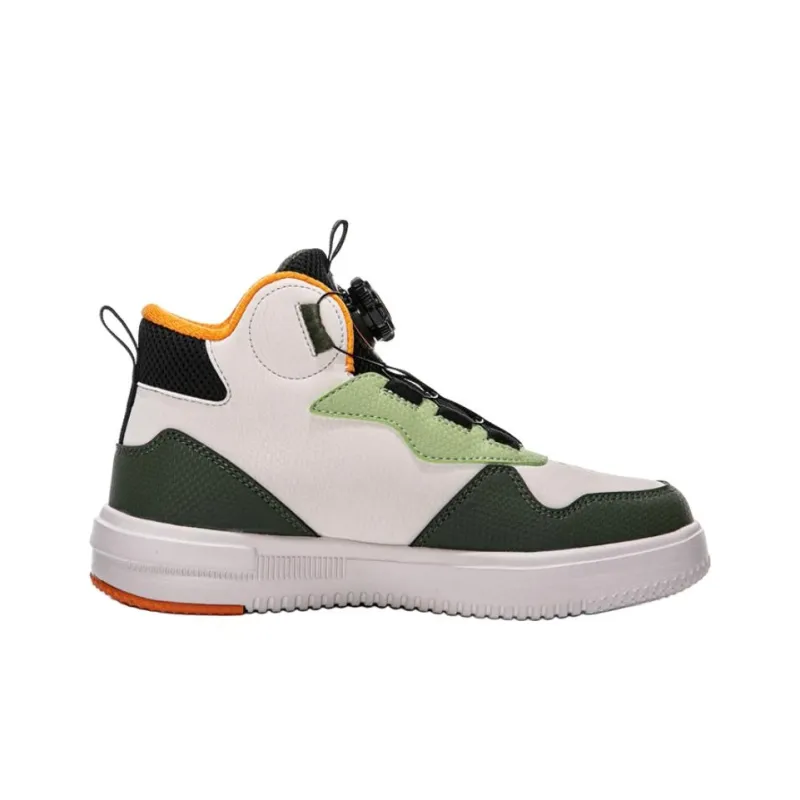 ERKE KIDS Anti-Slip Wear-Resistant High-Top Kids' Skateboarding Shoes Black Green Teenagers-1
