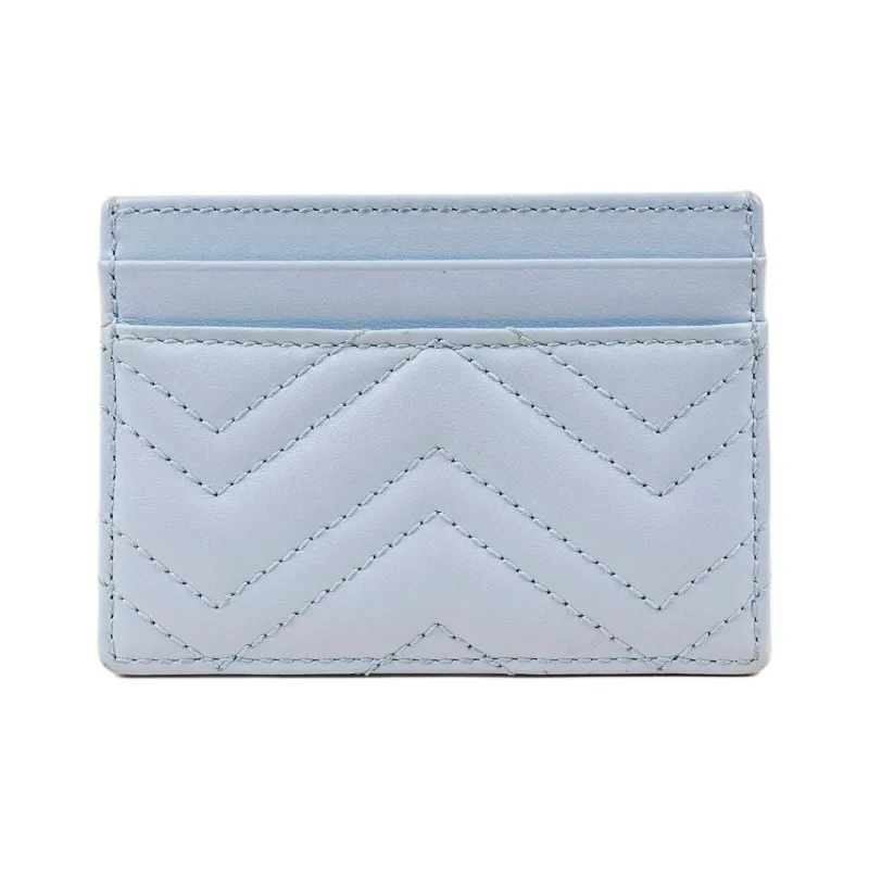 GUCCI GG Marmont Leather Card Holder Women's Blue-1
