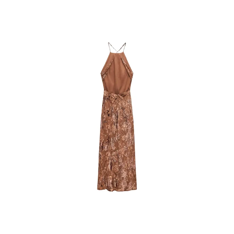 ZARA Slip Dresses Women's Red Brown-1