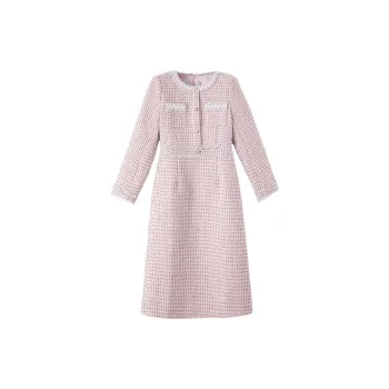 Late White Long Sleeved Dress Women's Pink