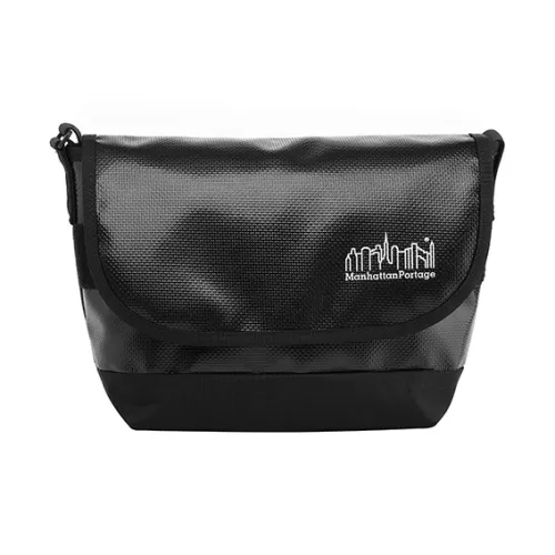 Manhattan Portage Nylon Fabric Shoulder Bag, Crossbody Bag Medium Size Men's Black