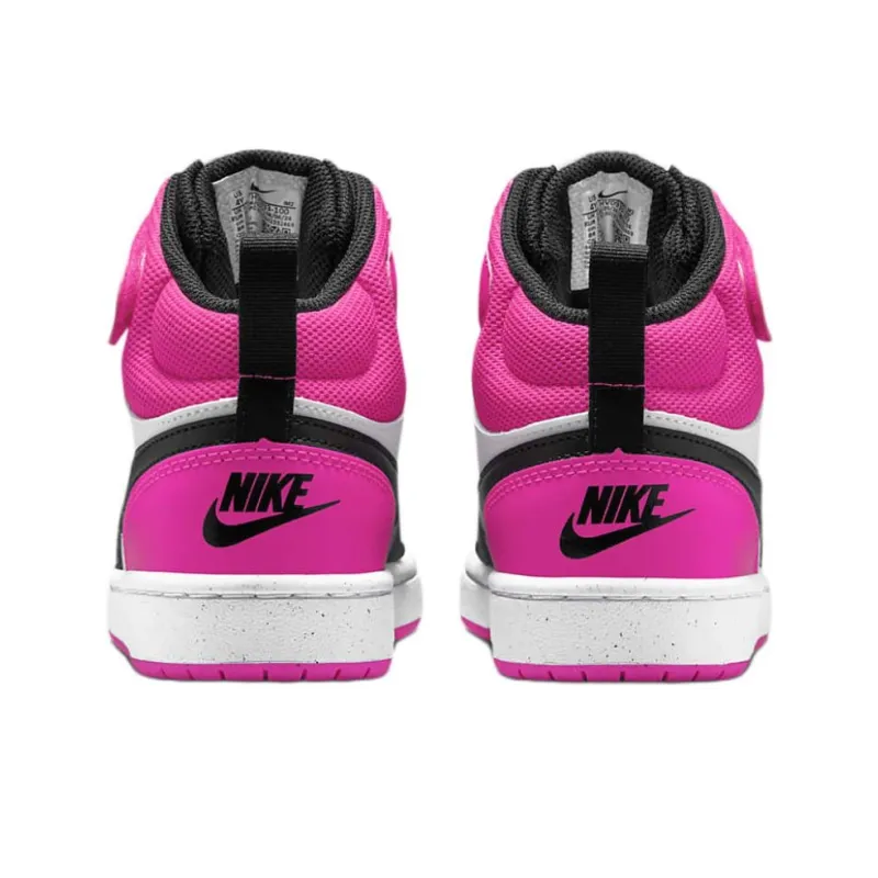 Nike Court Borough 2 Abrasion Resistant Shock Absorbers Mid Top Kids' Skateboarding Shoes Black Pink Teenagers-4