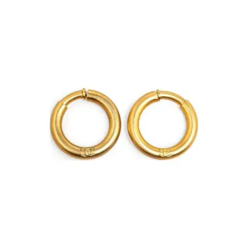 CHANEL 1995 Plated Cc Hoop Costume Earrings