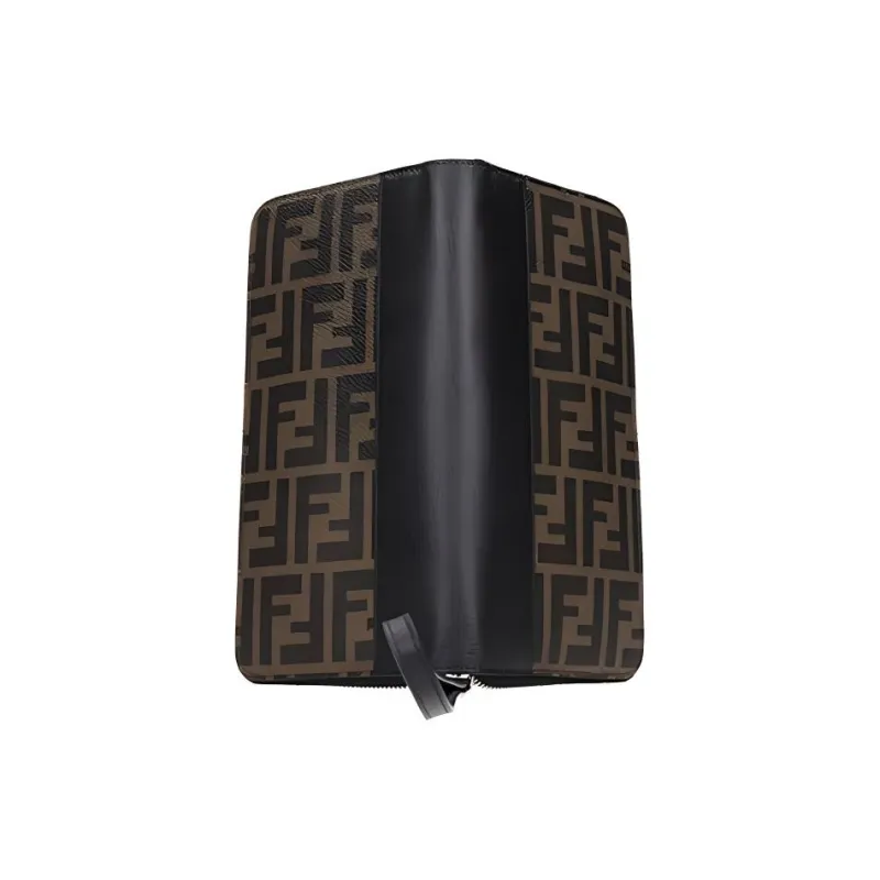 FENDI Coated Canvas With Leather Wallet Men's Brown/Black-2