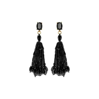 Oscar De La Renta Beaded Tassel Clip-on Earrings