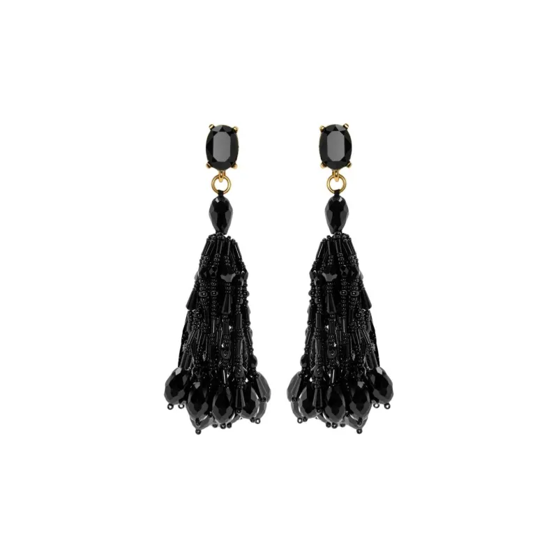Oscar De La Renta Beaded Tassel Clip-on Earrings-0