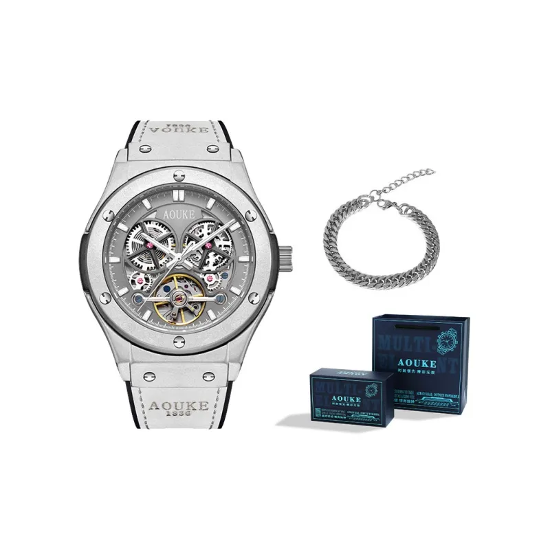 AOUKE Big Explosion Collection Mechanical Movement Silicone Strap Watch Men's Watches Gray Dial-0