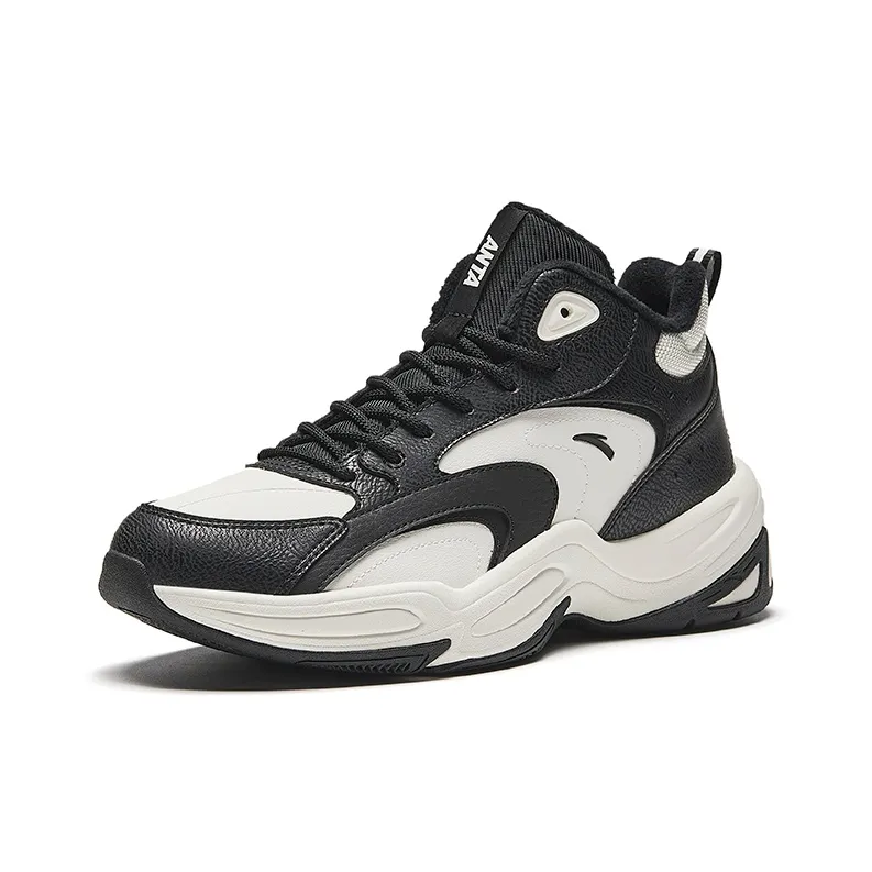 Anta Through Slip Resistant Warm Mid Top Casual Shoes Women's White Black-1