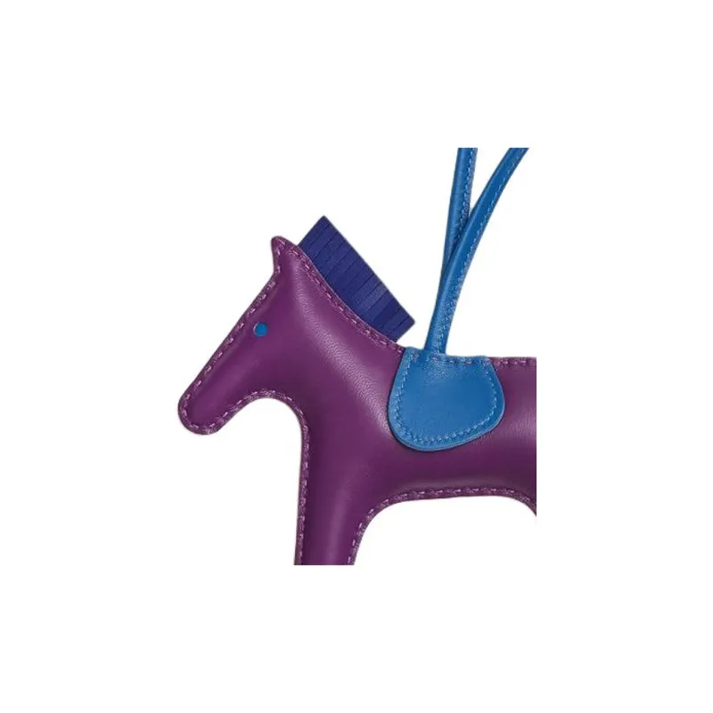 HERMES Milo Lambskin Pendant Bag Accessories Medium Size Unisex Violet With Sapphire Blue And French Blue Accents-3