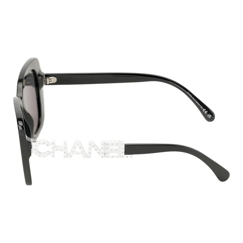 CHANEL Plate Frame Injection Molding Square Sunglasses Unisex Black-2