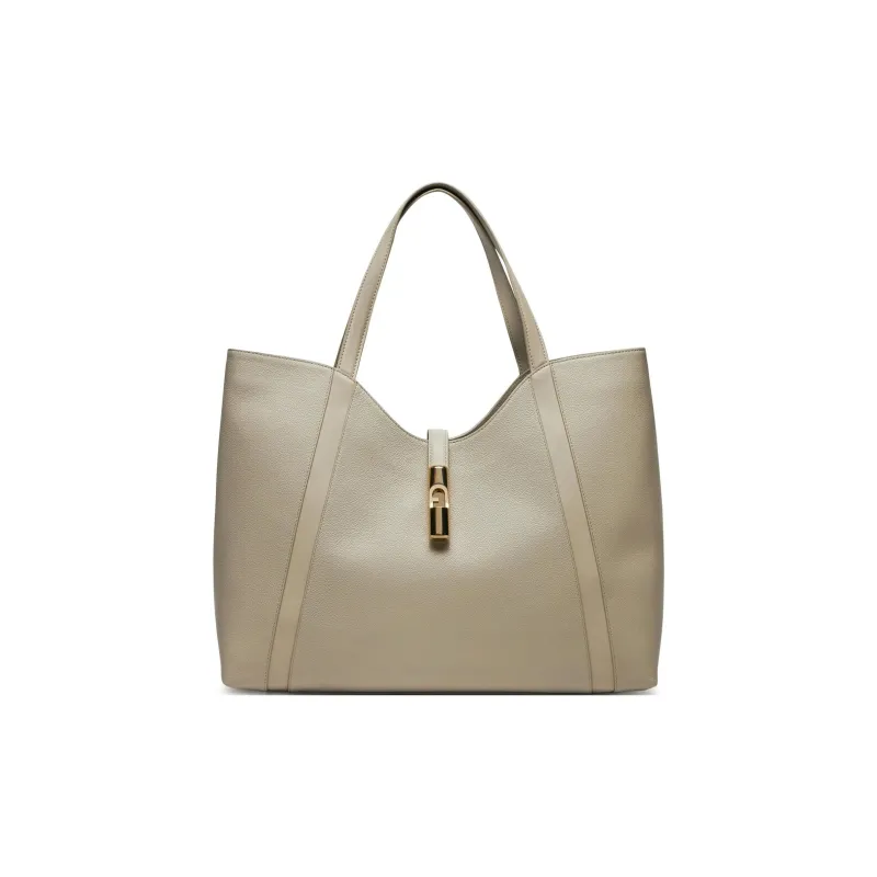 Furla Leather Tote Bag, Shopping Bag, Handbag Large Size Women's Beige-0