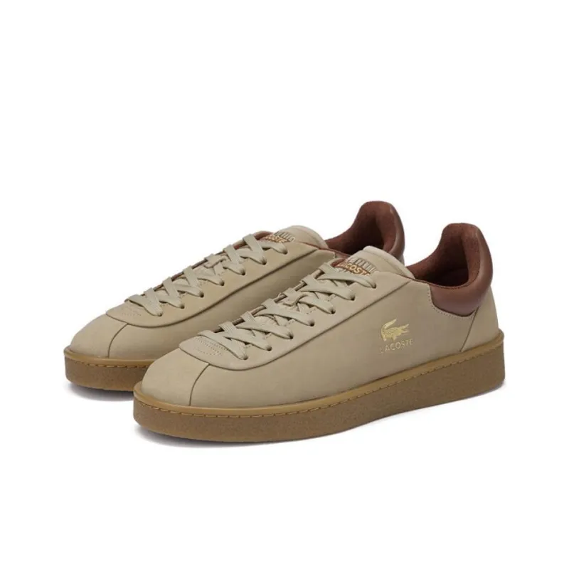 LACOSTE Abrasion Resistant Low Top Skateboard Shoes Men's Light Brown-2