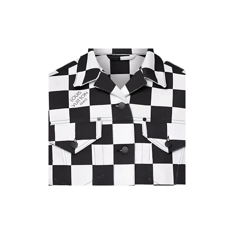LOUIS VUITTON Cropped Damier Denim Jacket-3
