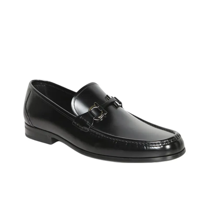 FERRAGAMO Grandioso Buckle Loafers Men's Black-2