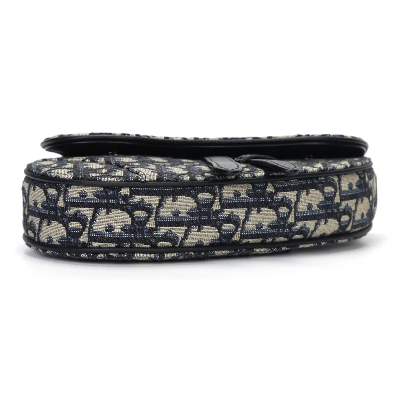 DIOR Saddle Jacquard Fabric Saddle Bag, Fanny Pack, Sling Bag, Crossbody Bag, Shoulder Bag Men's Black Beige-4