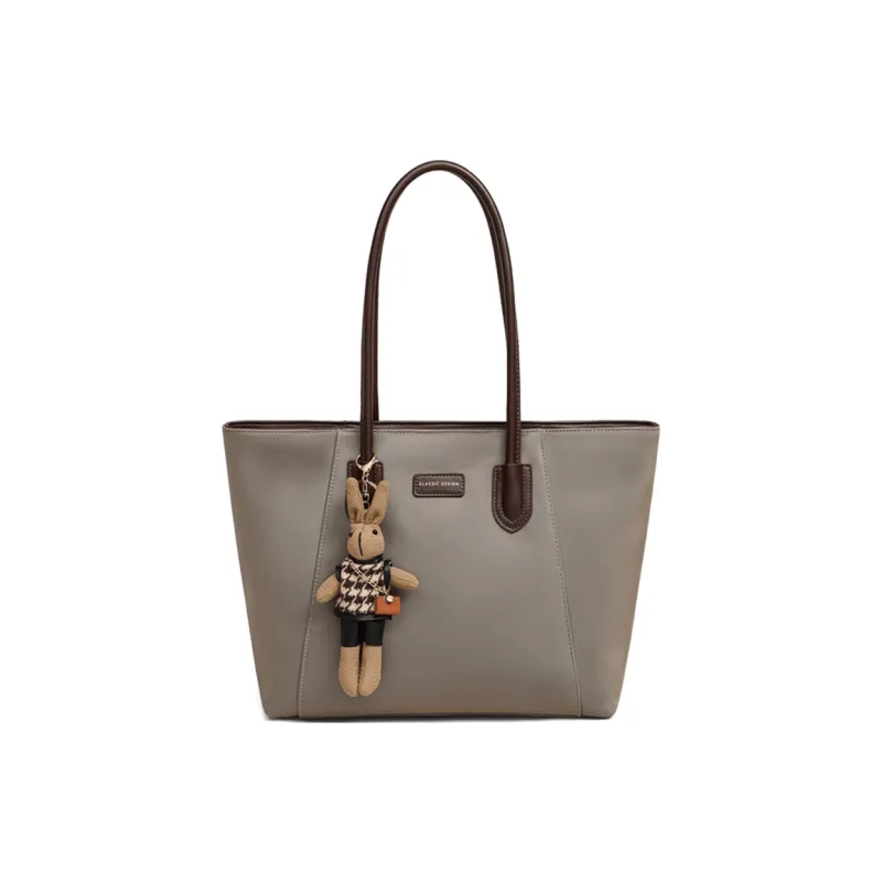COMELY Fabric Tote Bag Shopping Bag Shoulder Bags Medium Size Women's Khaki-1