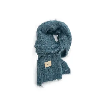 FUO Polyester Wool Knit Scarves Unisex Blue